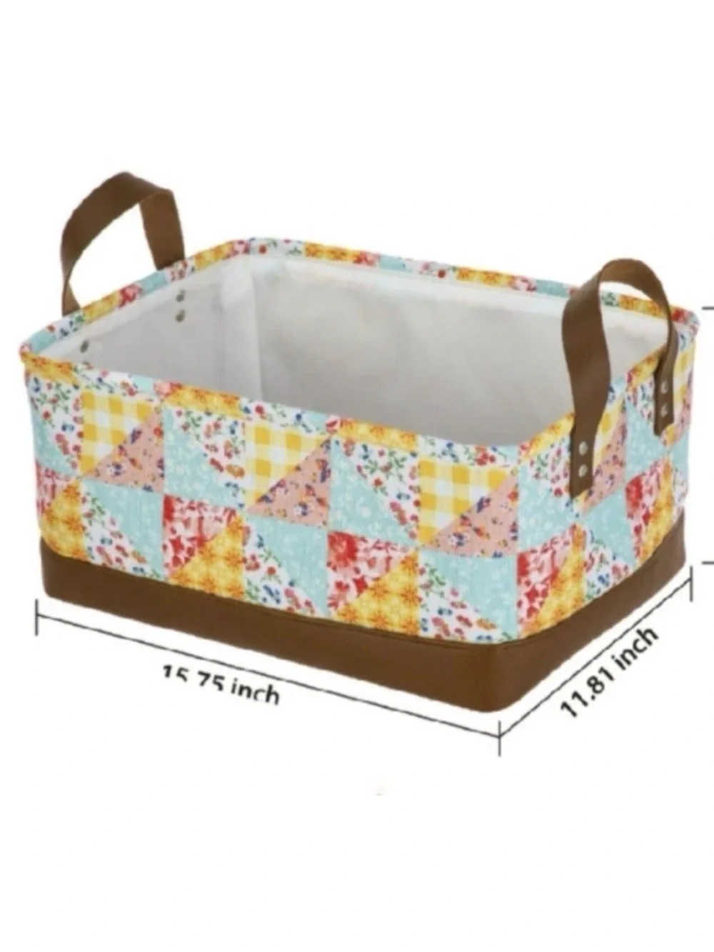 Pioneer Woman Basket Patchwork Medley with Handles EUC